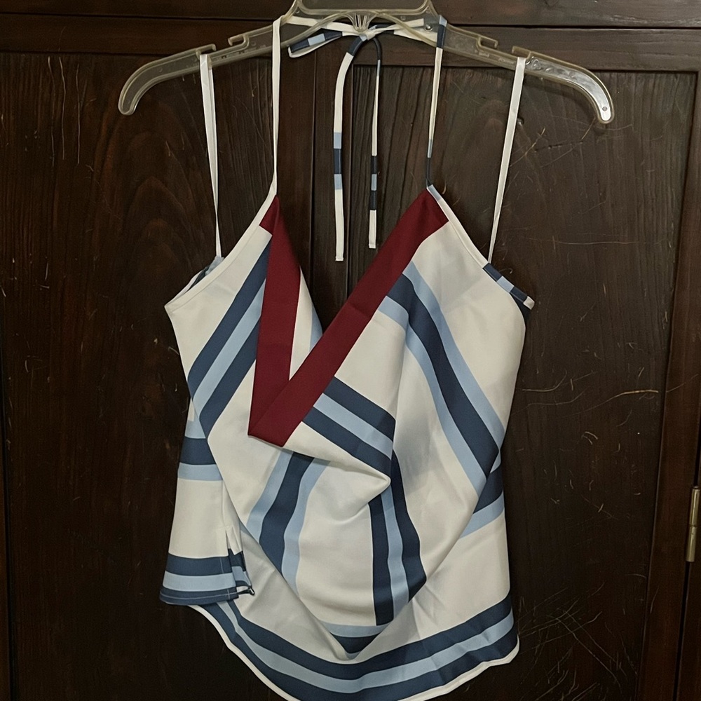 LOFT Blue and White Striped Camisole